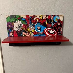 Marvel Red Display Shelf with Comic Art
